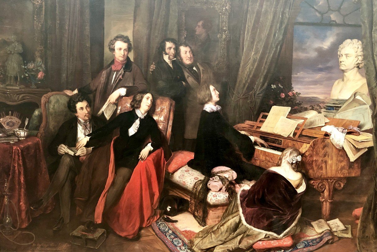 Joseph Danhauser, Liszt al painoforte (1840, Lustgarten e Altes Museum, Berlino).