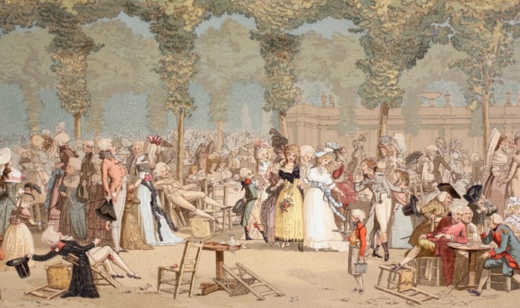 French School - Garden on the Palais-Royal in 18th Century Paris 1875 - (MeisterDrucke-64576)